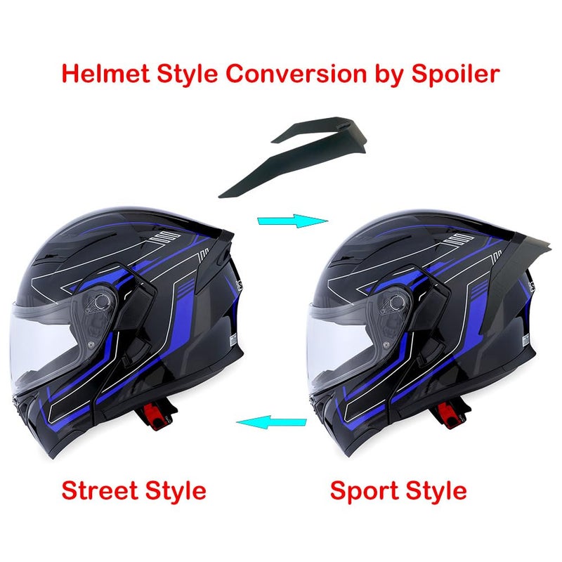 1Storm Motorcycle Modular Full Face Helmet Flip up Dual Visor Sun Shield: HB89 Arrow Blue - Image 3